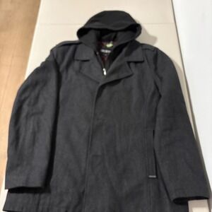 Guess Mens Wool Blend Car Coat with Removable Hooded Bib Grey XL 11SN09060